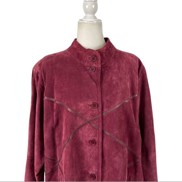 Linea by Louis Dell'Olio 100% Suede & Leather Cross Stitching Jacket Boho SZ 1X - Picture 5 of 15